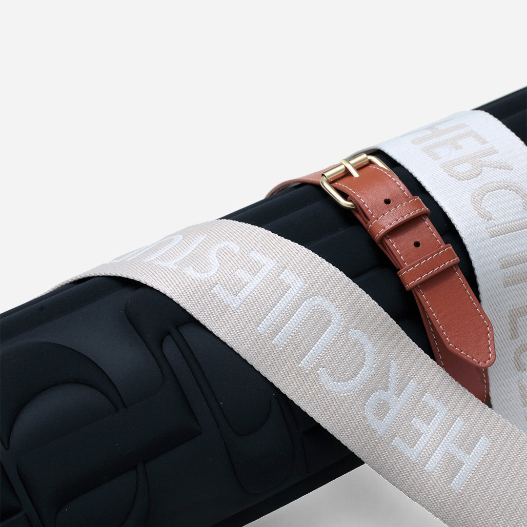 Sangle de transport pour tapis d'exercice modèle soca couleur beige et camel packshot zoom