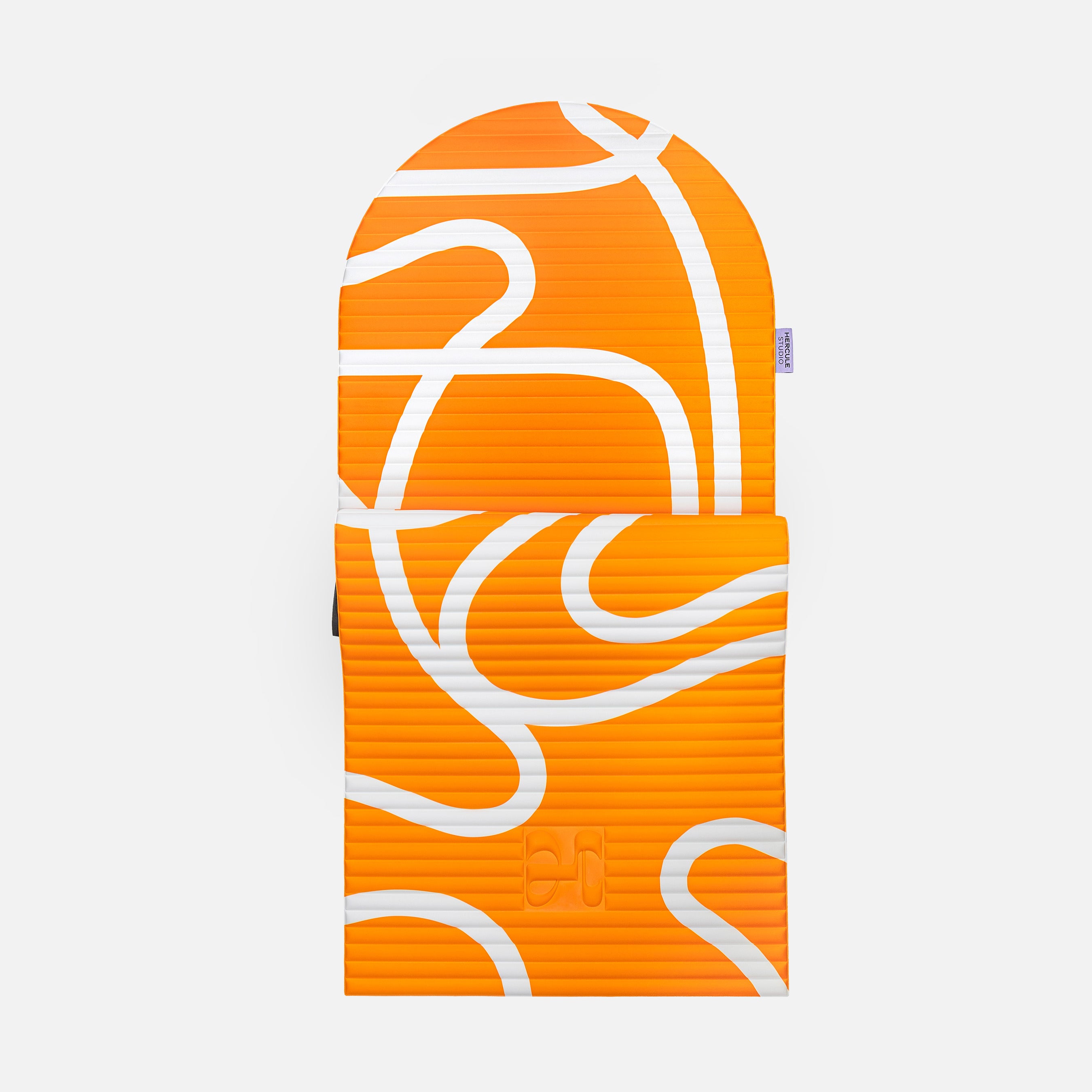 Tapis de sol pour le fitness le yoga et le pilates de la marque hercule studio modèle archy couleur imprimé bari orange pop packshot semi déplié