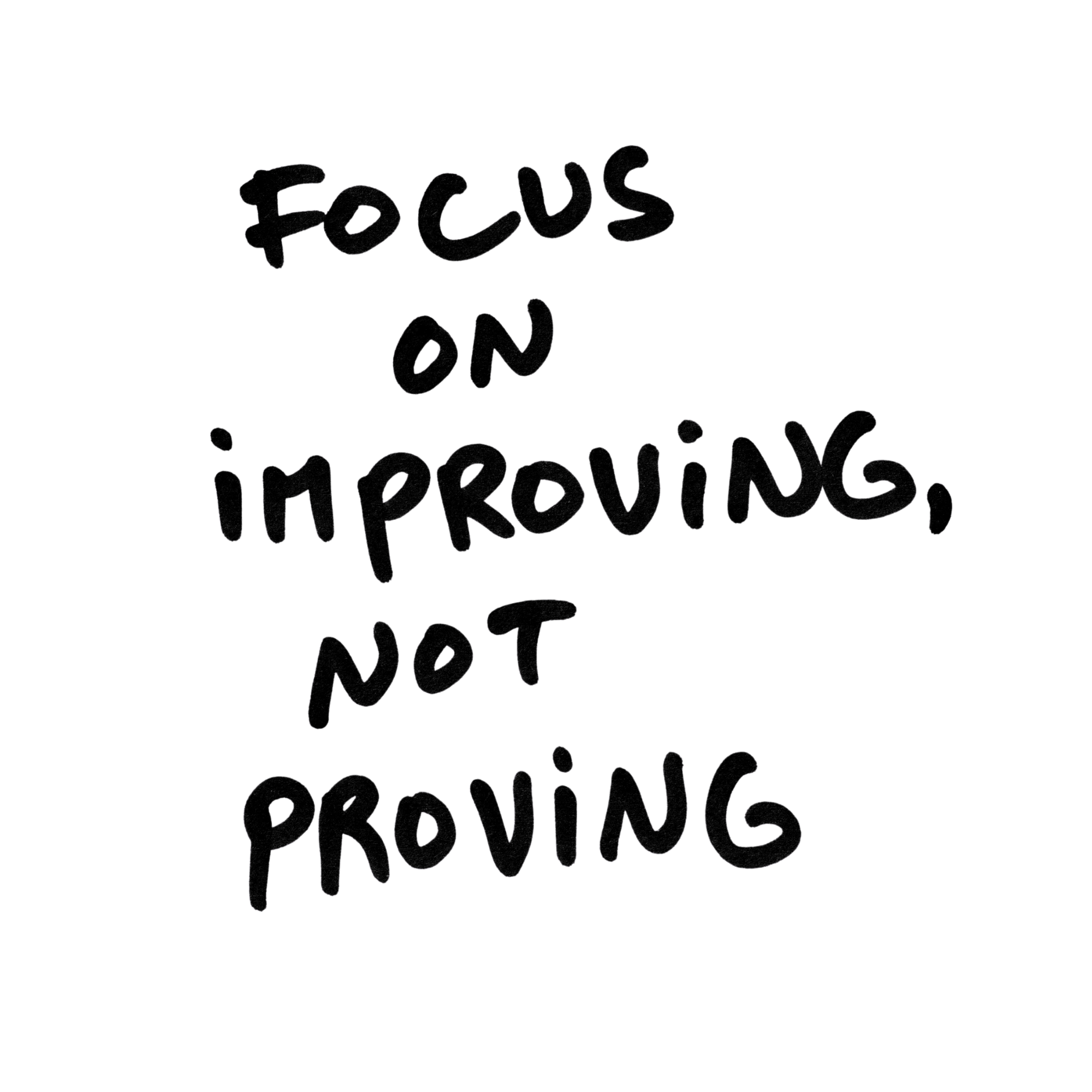 Citation brute "focus on improving, not proving"