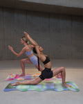 Yoga session with the Hercule Studio x Leslie David Dance Out sport mat, artistic suede for vinyasa and creative yoga