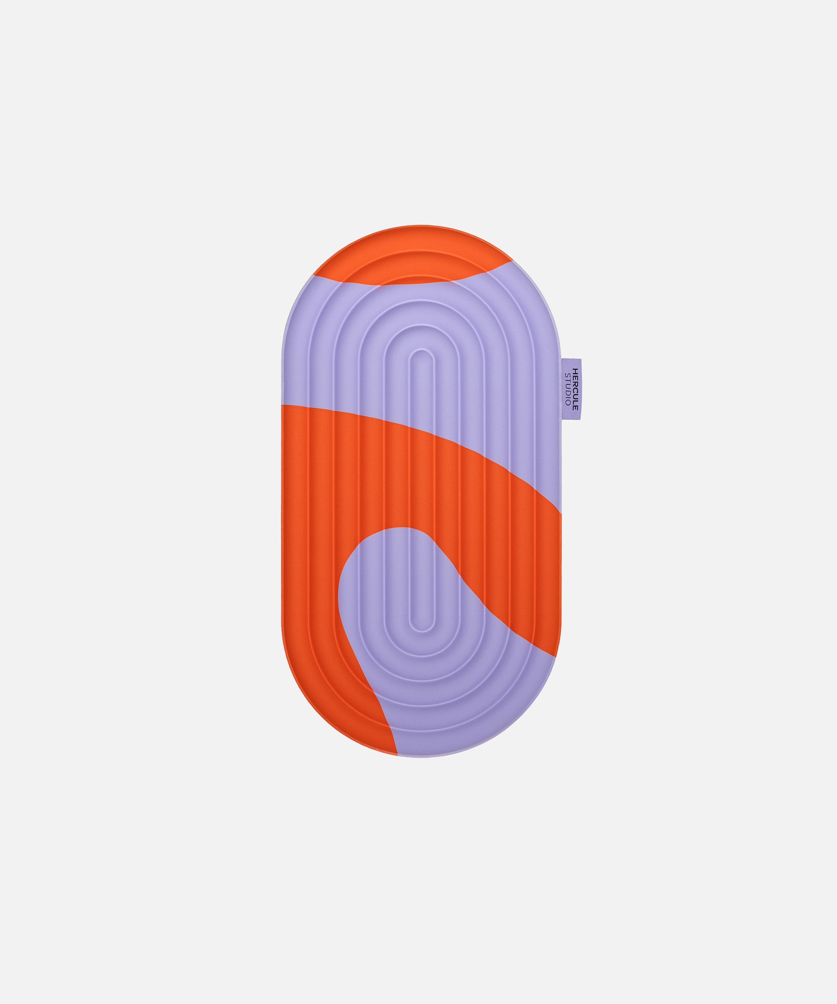 Mini tapis Galé Hercule Studio – pad de confort 3‑en‑1 imprimé rouge et violet (Axel) – soutien ergonomique pour genoux, coudes, fessiers, compatible Pilates Reformer, design français durable, vue dépliée