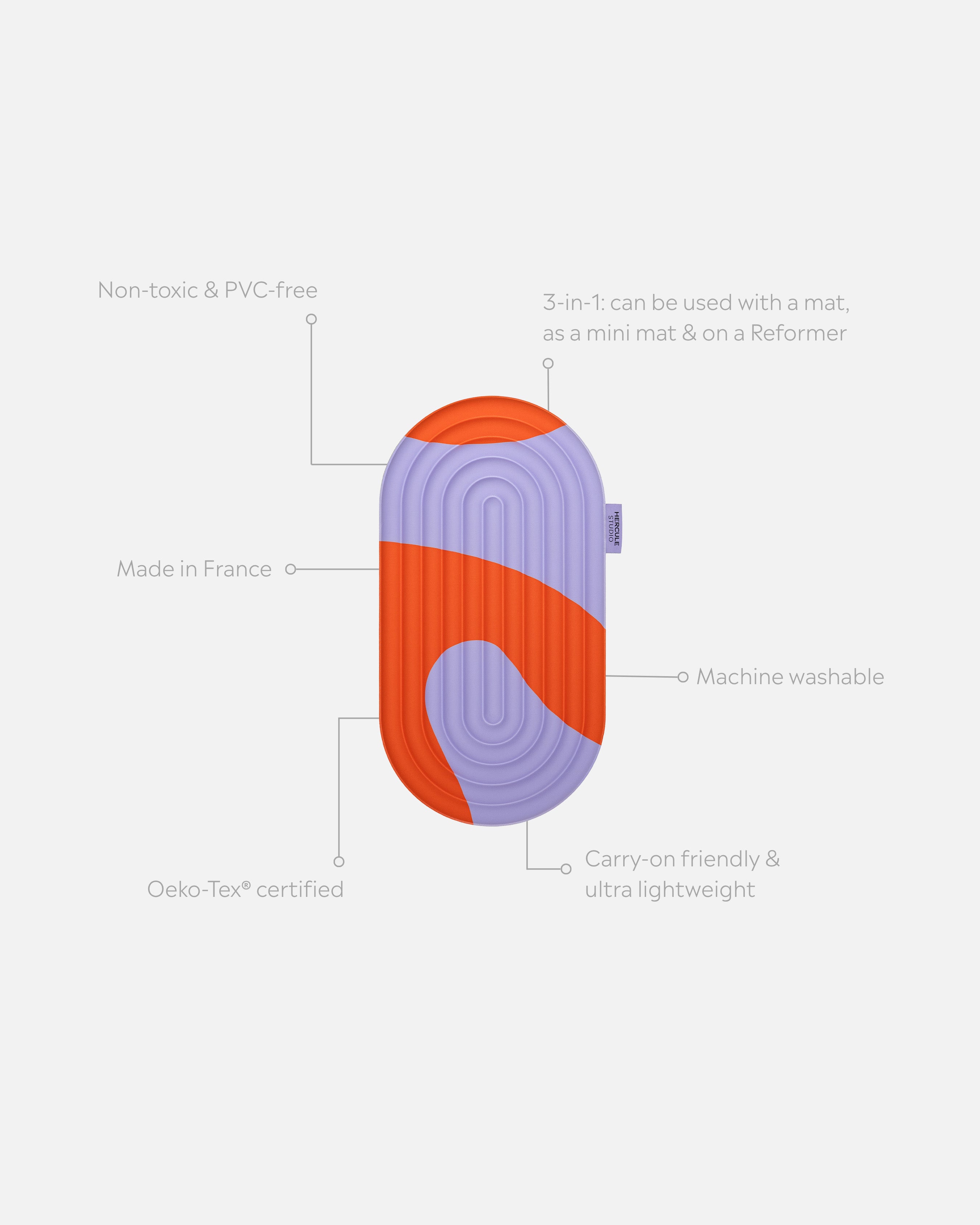 Mini tapis de sol pad de confort de la marque hercule studio modèle galé couleur axel packshot déplié avec éléments de réassurance