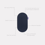 Hercule Studio Galé pad unrolled with informational lines – navy blue 3-in-1 mini mat – ergonomic for knees, elbows, glutes, portable and multi-use, Pilates/Reformer compatible, durable French design