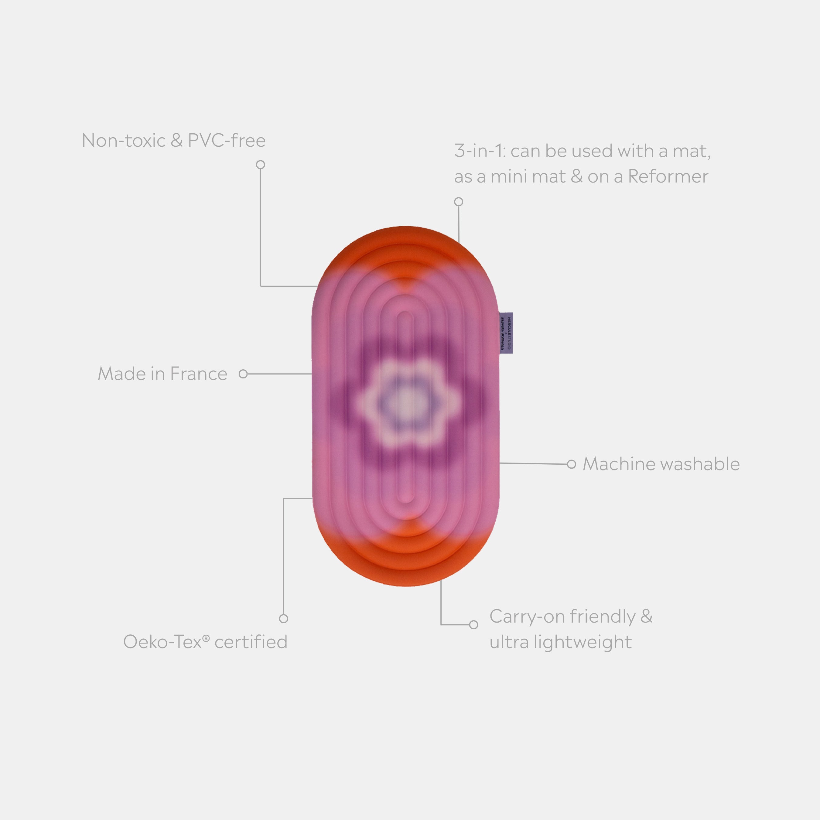 Mini tapis de sol pad de confort de la marque hercule studio modèle galé couleur spring packshot déplié avec éléments de réassurance