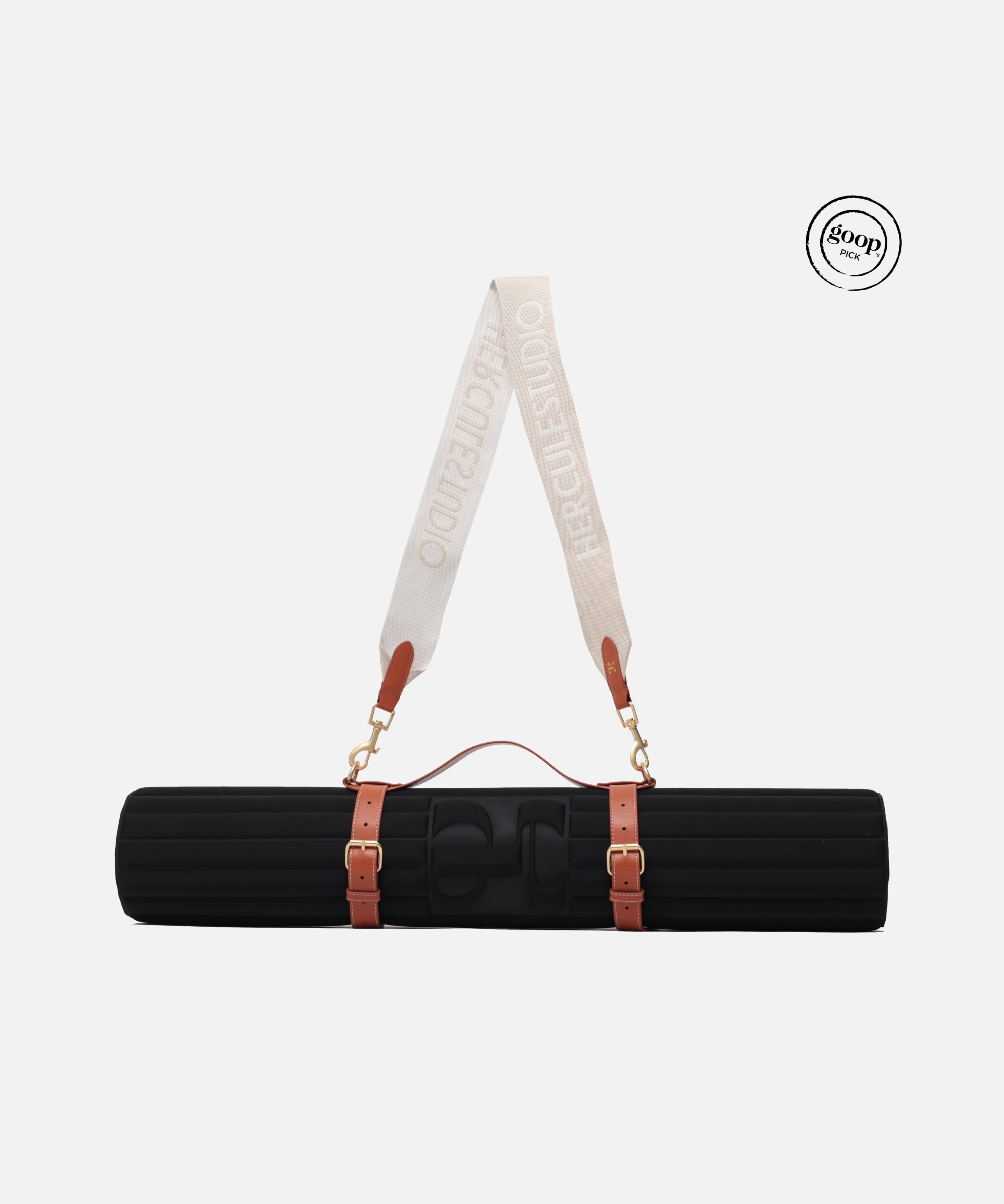 Sangle de transport pour tapis de sport Socaa Hercule Studio, accessoire élégant pour tapis de yoga, fitness ou pilates, coloris beige et camel