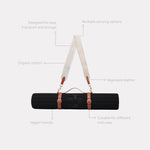 Sangle de transport pour tapis d'exercice modèle soca couleur beige et camel packshot visuel global avec éléments de réassurance