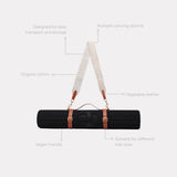 Sangle de transport pour tapis d'exercice modèle soca couleur beige et camel packshot visuel global avec éléments de réassurance