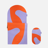 Set confort Hercule Studio imprimé Axel rouge orangé avec tapis Archy premium et pad Galé ergonomique 3-en-1, duo confort pour séances de pilates et gym, design français durable, packshot