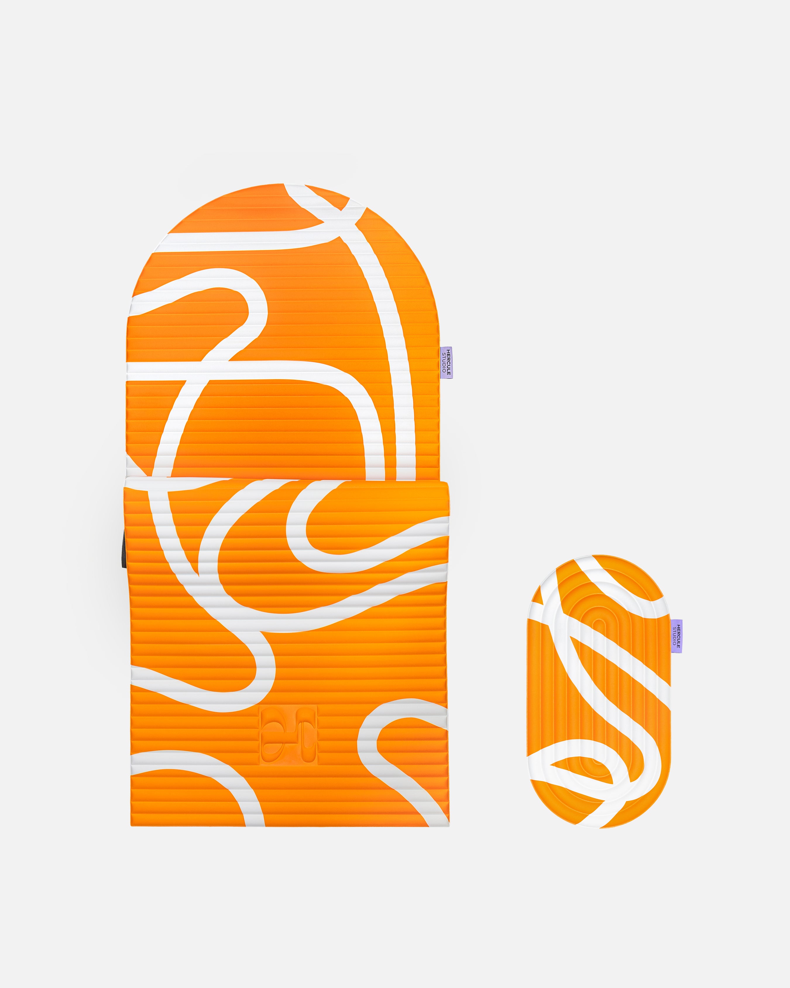 Set Confort avec Tapis de sport Archy de la marque Hercule Studio couleur Bari orange pop et mini tapis de sport Galé couleur Bari orange pop photo packshot fond blanc