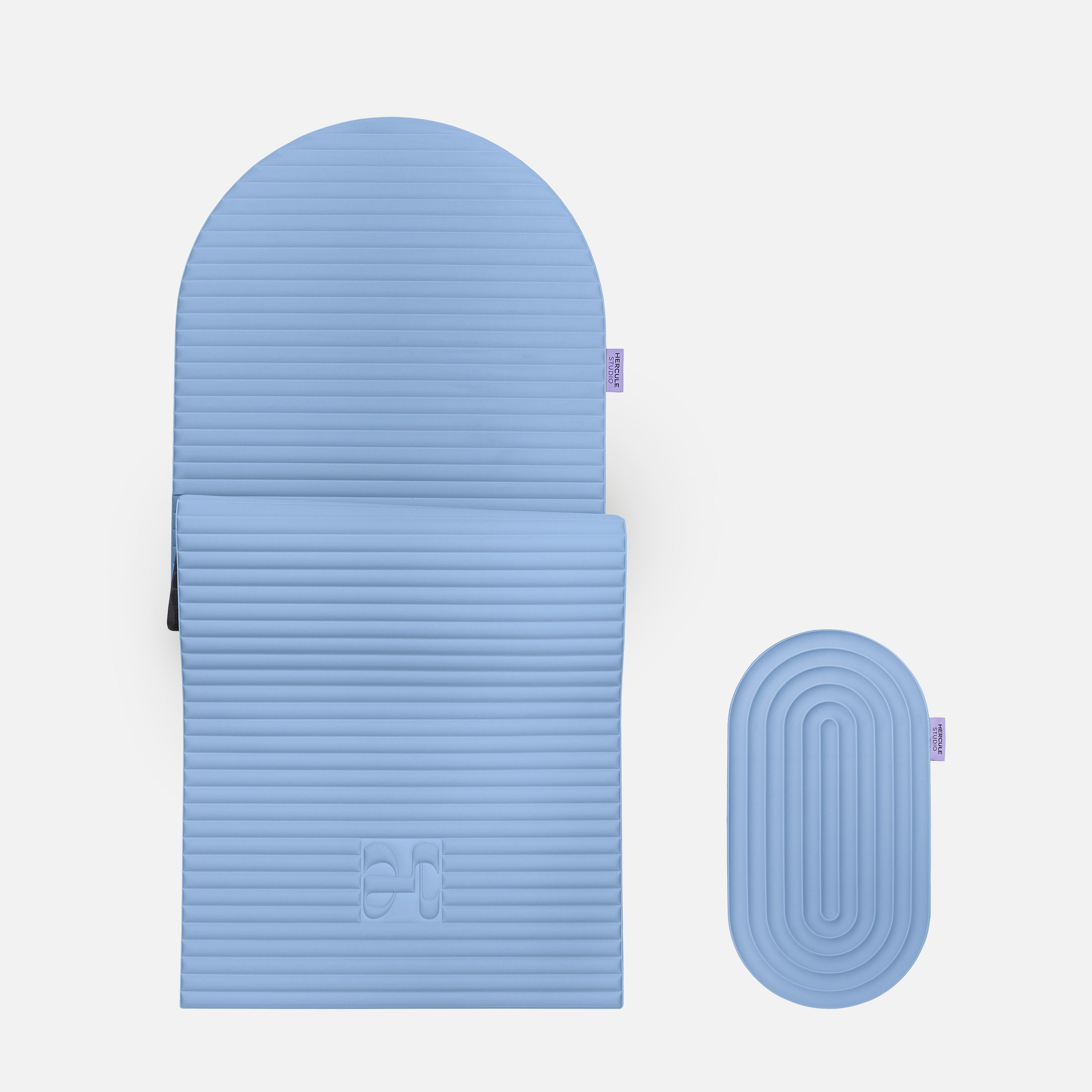 Set Confort avec Tapis de sport Archy de la marque Hercule Studio couleur Blue-jean et mini tapis de sport Galé couleur Blue-jean photo packshot fond blanc