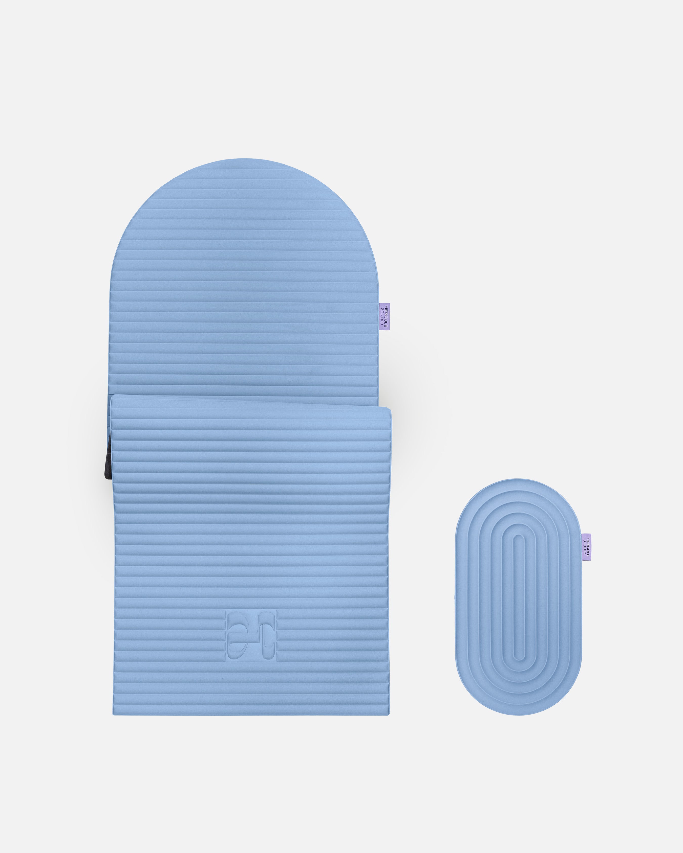 Set Confort avec Tapis de sport Archy de la marque Hercule Studio couleur Blue-jean et mini tapis de sport Galé couleur Blue-jean photo packshot fond blanc