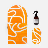 Set Confort avec Tapis de sport Archy de la marque Hercule Studio couleur Bari orange pop et mini tapis de sport Galé couleur Bari orange pop et spray parfumé assainissant pour tapis de sport photo packshot fond blanc