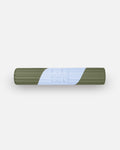 Hercule Studio Archy khaki and blue printed (Axel) premium sport mat, machine-washable and durable fitness mat, rolled view