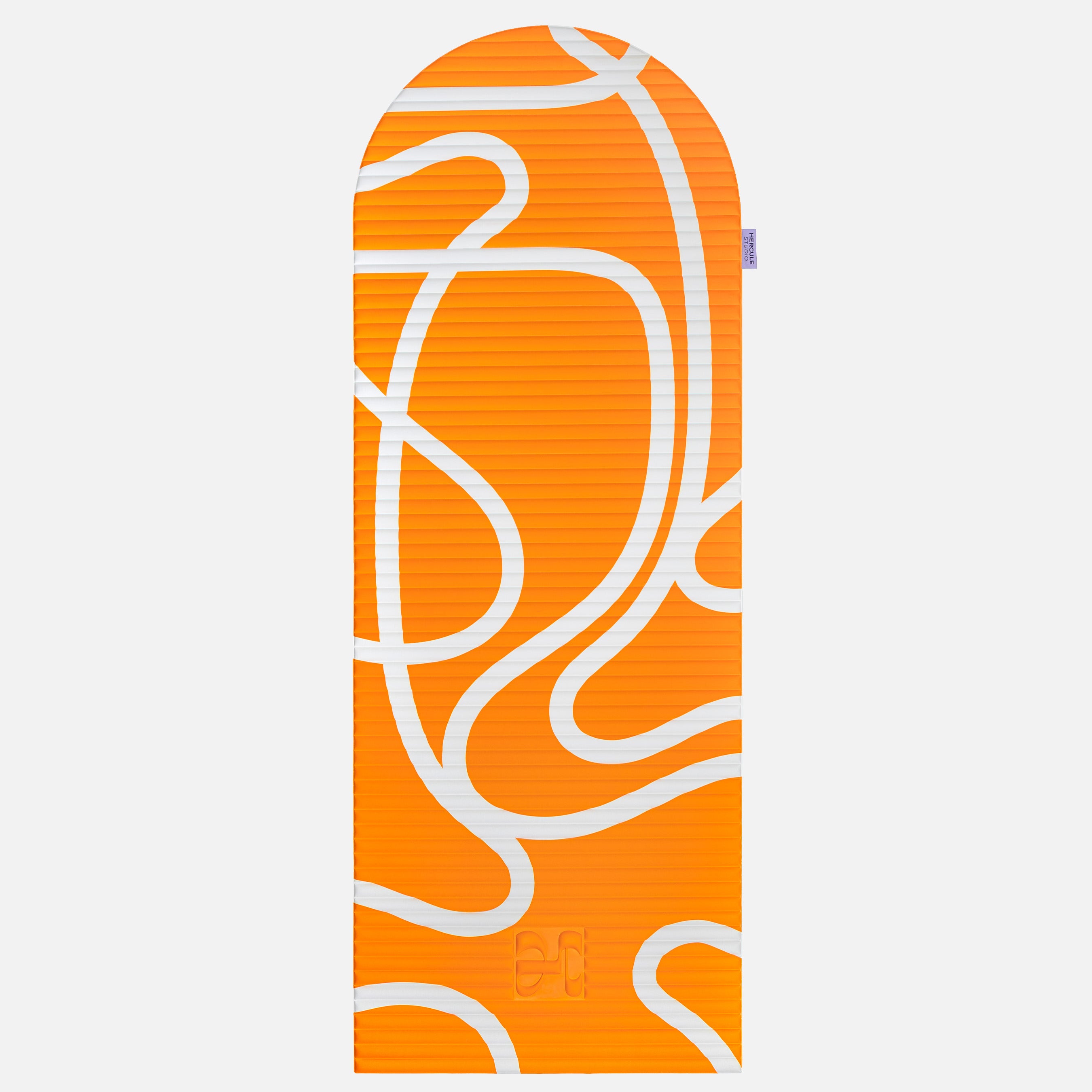 Tapis de sol pour le fitness le yoga et le pilates de la marque hercule studio modèle archy couleur imprimé bari orange pop packshot déplié