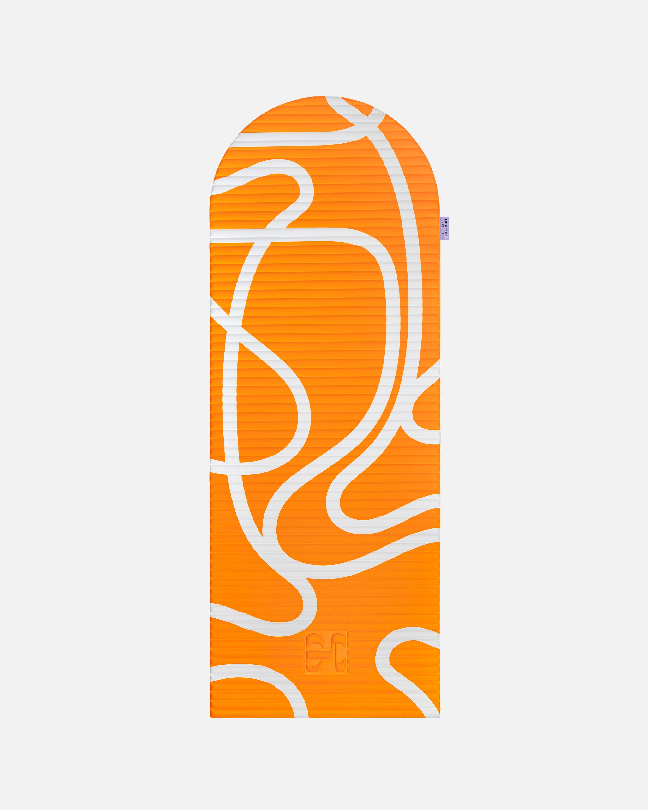 Tapis de sol pour le fitness le yoga et le pilates de la marque hercule studio modèle archy couleur imprimé bari orange pop packshot déplié