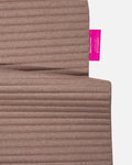 Custom Hercule Studio x From Future label detail on the Sandy Brown cashmere sport mat, premium finish
