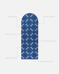 Hercule Studio x Hôtel du Cap-Eden-Roc Archy unrolled sport mat, premium Made in France design mat for fitness, Pilates and stretching, with annotations highlighting key features and quality points