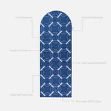 Hercule Studio x Hôtel du Cap-Eden-Roc Archy unrolled sport mat, premium Made in France design mat for fitness, Pilates and stretching, with annotations highlighting key features and quality points