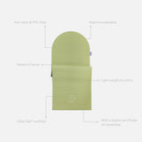 Tapis de sol pour le fitness le yoga et le pilates de la marque hercule studio modèle archy couleur pistache packshot semi déplié avec éléments de réassurance