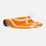 Tapis de sol pour le fitness le yoga et le pilates de la marque hercule studio modèle archy couleur imprimé bari orange pop packshot semi roulé