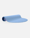 Hercule Studio Archy blue jean design sport mat, durable Made in France mat for fitness and Pilates, half rolled view