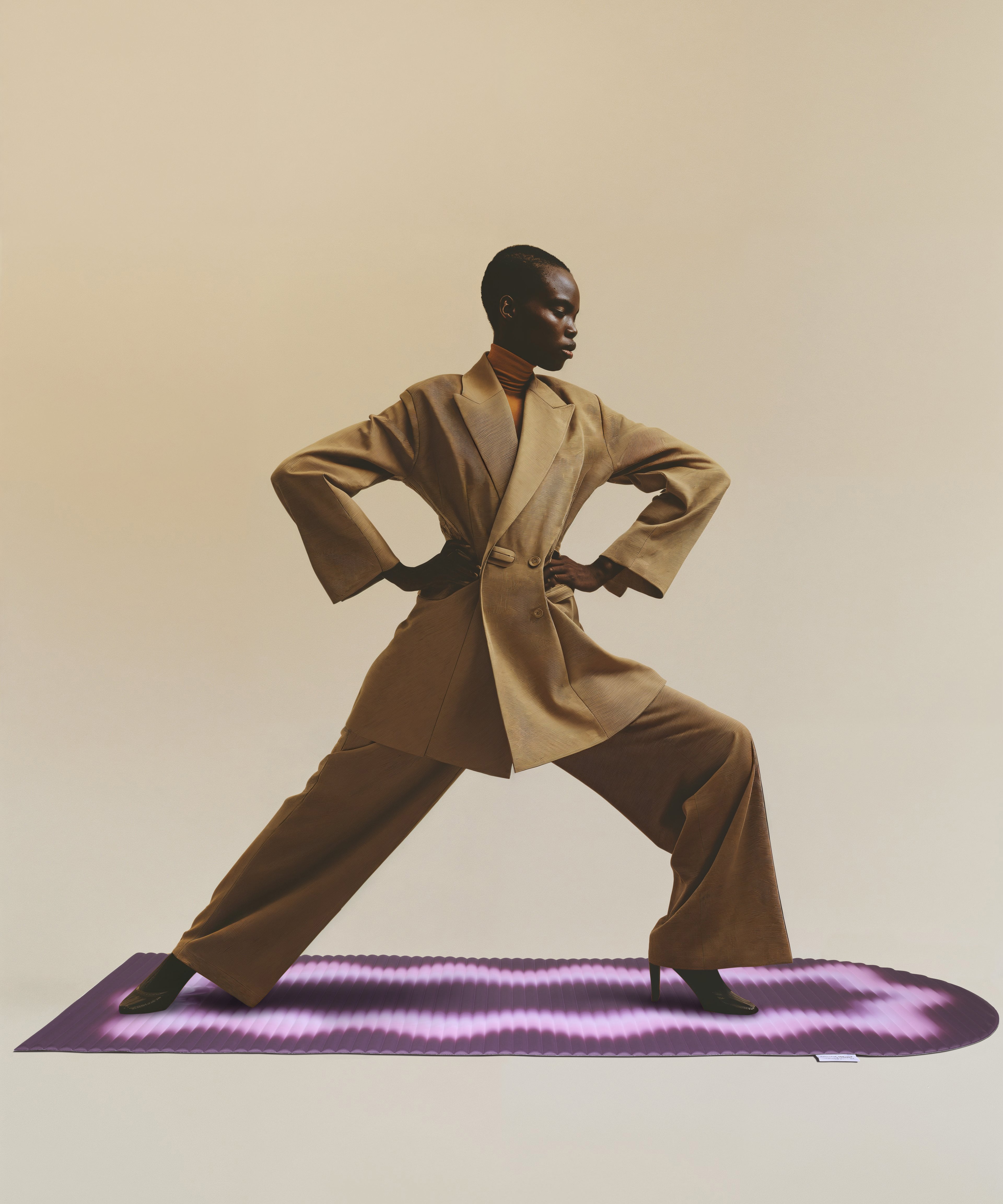Entraînement avec tapis de sport Hercule Studio Archy Winter, imprimé violet graphique pour pilates et fitness