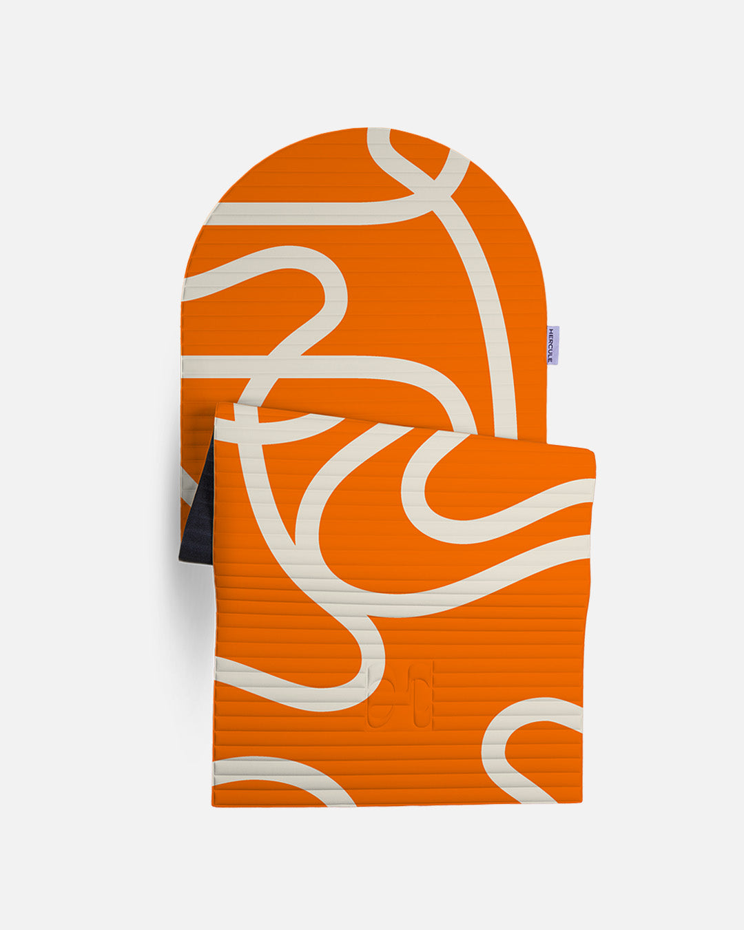 Tapis de sol pour le fitness le yoga et le pilates de la marque hercule studio modèle archy couleur imprimé bari orange pop packshot semi déplié