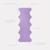 Tapis de sol pour le yoga de la marque hercule studio modèle mar couleur lavande packshot déplié avec éléments de réassurance