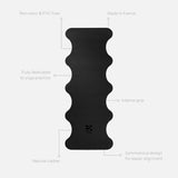 Tapis de sol pour le yoga de la marque hercule studio modèle mar couleur outrenoir packshot déplié avec éléments de réassurance