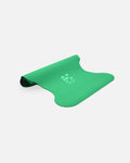Half-rolled view of the Hercule Studio Golf Green sport yoga mat, resistant natural material, PVC-free, unique and stable design
