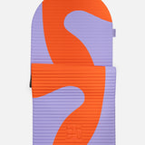 Hercule Studio Archy red and purple printed (Axel) arch-shaped sport mat, durable Made in France design mat for fitness, Pilates and stretching, half unrolled view