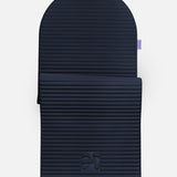 Hercule Studio Archy navy arch-shaped sport mat, durable premium Made in France design mat for fitness, Pilates and stretching, half unrolled view