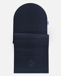 Hercule Studio Archy navy arch-shaped sport mat, durable premium Made in France design mat for fitness, Pilates and stretching, half unrolled view