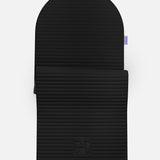 Hercule Studio Archy Midnight Black arch-shaped sport mat, durable premium Made in France design mat for fitness, Pilates and stretching, half unrolled view