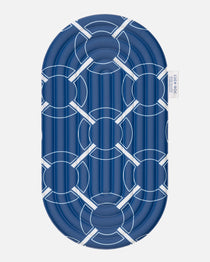 Hercule Studio Galé comfort pad – blue monogram portable 3-in-1 mini mat – ideal for knees, elbows, glutes, Pilates or Reformer, durable French design, unrolled view