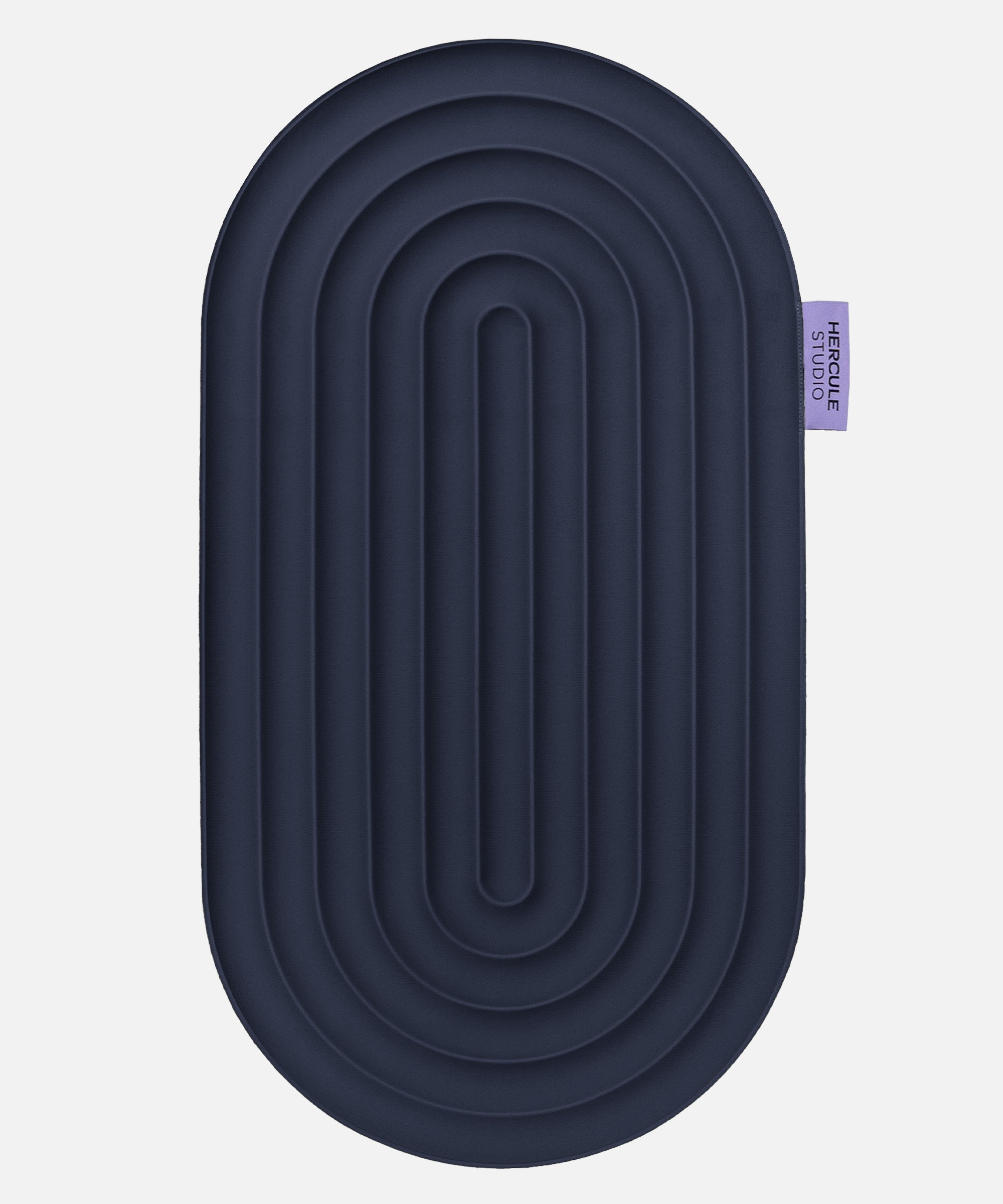 Hercule Studio Galé comfort pad – navy blue portable 3-in-1 mini mat – ideal for knees, elbows, glutes, Pilates or Reformer, durable French design, unrolled view