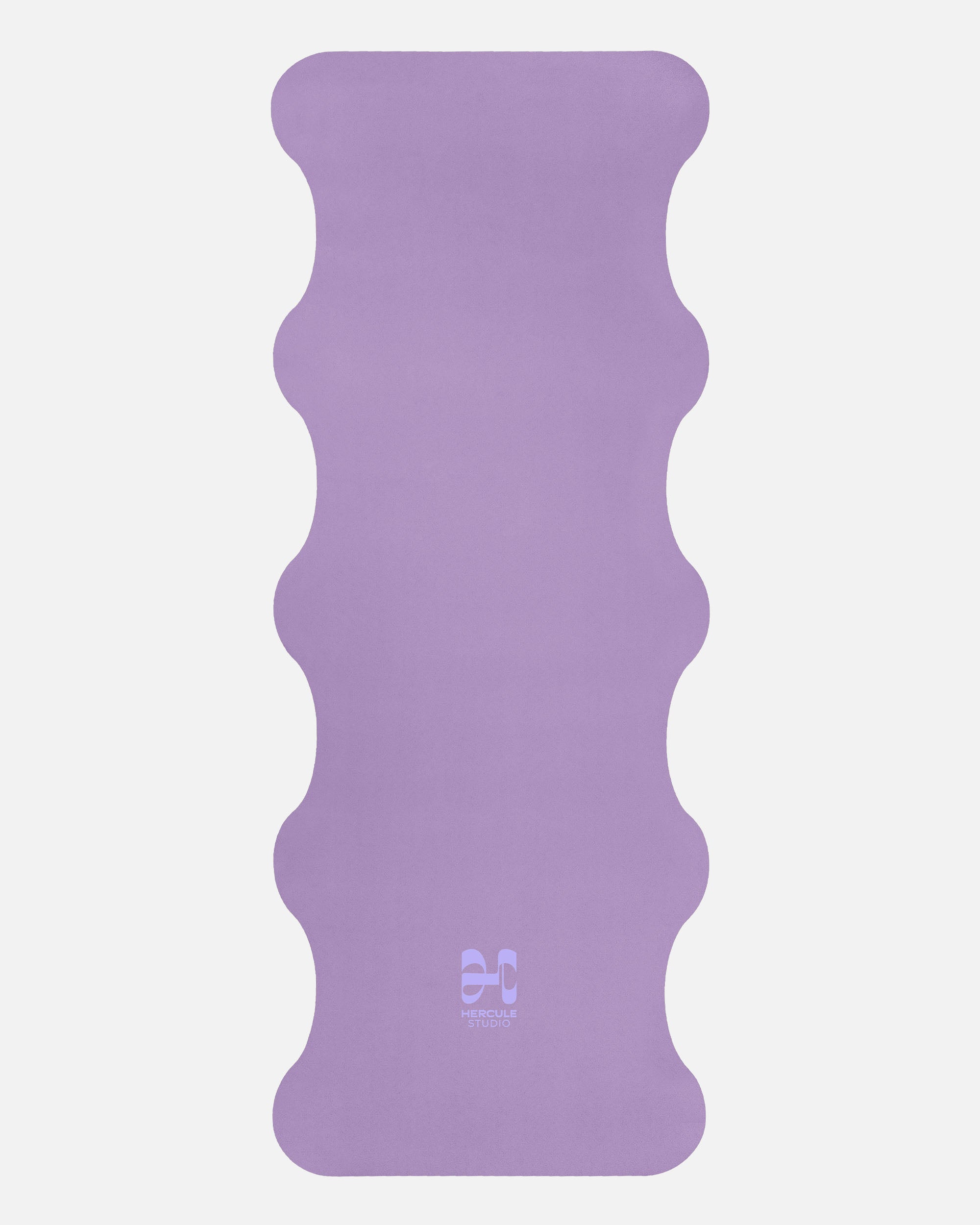 Hercule Studio Lavender yoga mat unrolled, natural rubber PVC-free, strong grip and durable wavy design for daily yoga