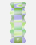 Hercule Studio x Leslie David Breathe In yoga mat unrolled, machine-washable suede, blue-green-silver artistic design in limited edition
