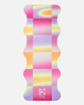 Hercule Studio x Leslie David Dance Out yoga mat unrolled, washable suede, pink orange yellow colors, artistic limited edition mat