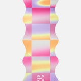 Hercule Studio x Leslie David Dance Out yoga mat unrolled, washable suede, pink orange yellow colors, artistic limited edition mat