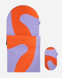 Hercule Studio Axel red orange printed comfort bundle with the premium Archy mat and the ergonomic Galé 3-in-1 pad, comfort duo for Pilates and gym sessions, durable French design, packshot