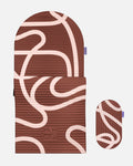 Hercule Studio Bari Choco printed comfort bundle with the design Archy mat and the ergonomic Galé 3-in-1 pad, optimal support for sensitive areas in Pilates and fitness, durable French design, packshot