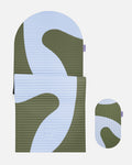 Hercule Studio Axel khaki blue printed comfort bundle with the premium Archy mat and the portable Galé 3-in-1 mini mat, ergonomic bundle for Pilates, yoga and Reformer, durable French craftsmanship, packshot