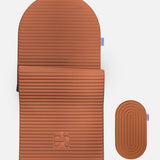 Hercule Studio terracotta comfort bundle with the Archy arch-shaped sport mat and the Galé 3-in-1 comfort pad, optimal knee and elbow support during Pilates and fitness sessions, durable Made in France design, packshot